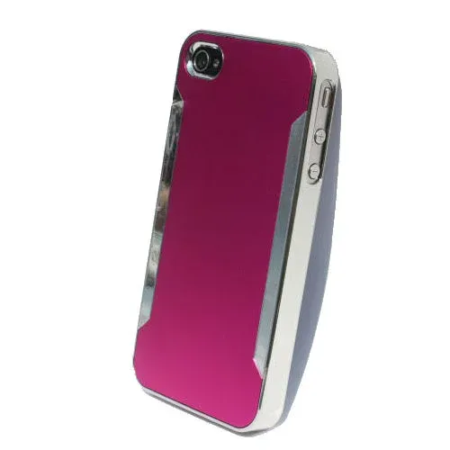 Plastik cover til iPhone 4 / 4S i metal-look. Pink.