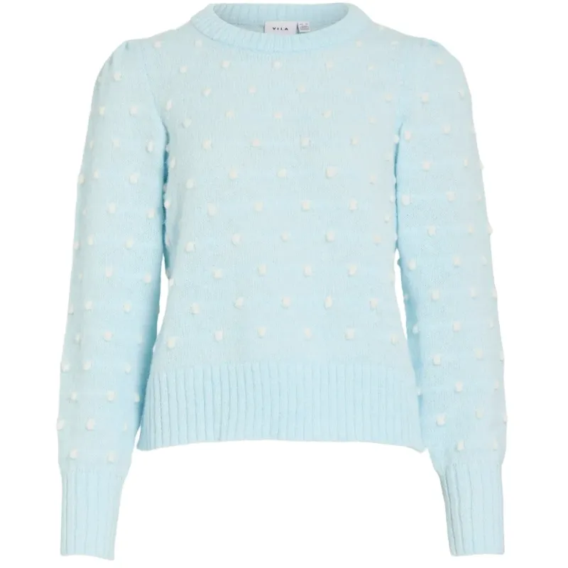 VILA dame strik VIDOTTIE - Nantucket Breeze WHITE DOTS