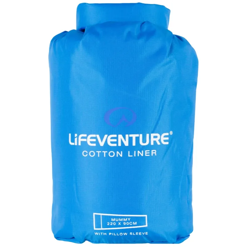 Lifeventure Bomuld Sovepose Liner, mummy, blå