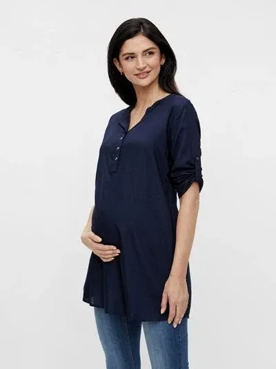 Mamalicious 3/4 ærmet vente - tunika, navy viskose, MLMercy - Mamalicious - Shirt - Buump
