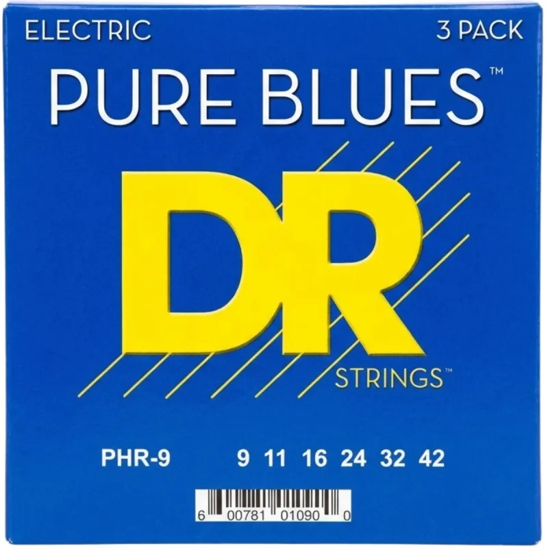 DR Strings PHR9 3PK Pure Blues el-guitar-strenge, 009-042 (3 sæt)