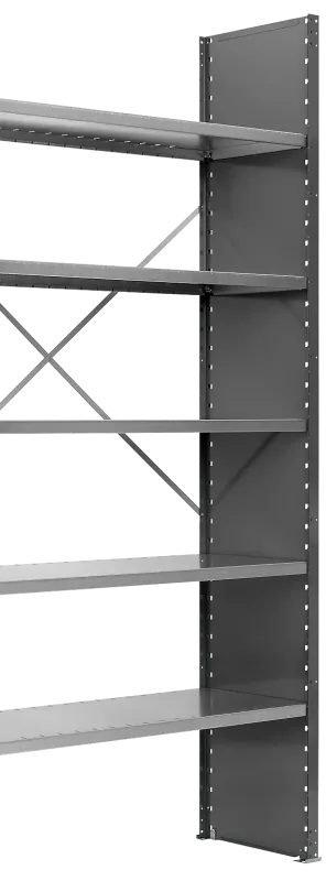 Lagerreol 250×100×60cm, lukket gavl, følgesektion