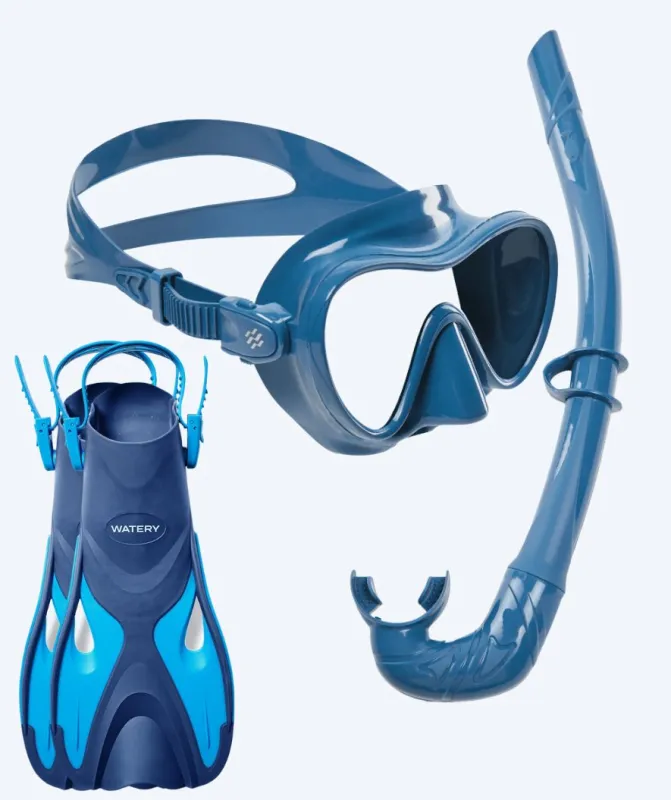Watery snorkelsæt til voksne - Fisher/Cliff - Blå/blå - Snorkelsæt til voksne (+16 år)