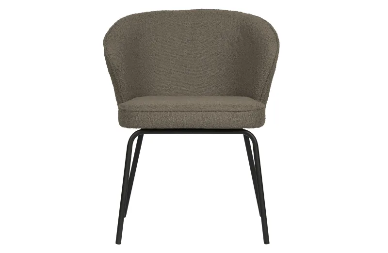 WOOOD Admit spisebordsstol - nougatfarvet bouclé polyester og sort metal