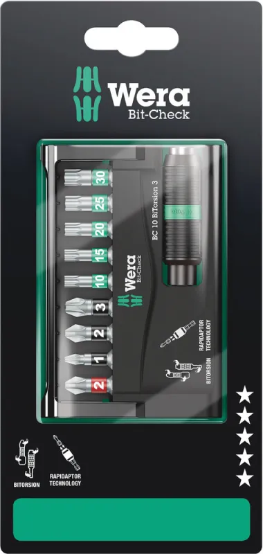 Bitssæt Wera Bit-Check Bitorsion 3