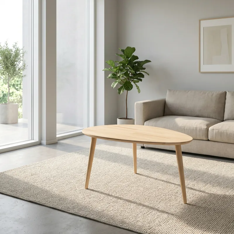 CT 10 - Sofabord i massiv bøg med dråbeform og størrelse 74 x 55 cm Højde