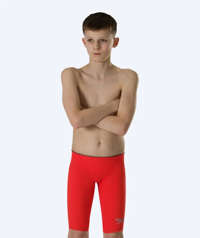 Speedo konkurrence badebukser til drenge - LZR Element - Rød/sølv (Limited 2026)