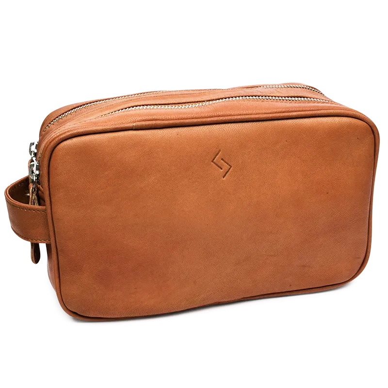 Njord Toilet Bag Dobbeltrum (Cognac Gedeskind)