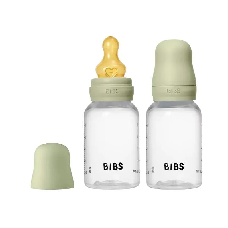 BIBS Bottle - Sutteflaskesæt - Plastik - 2-pak - Naturgummi/Slow Flow/Rund - 150ml - Sage