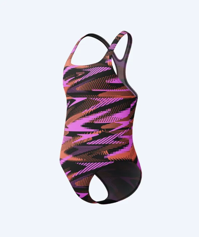 Speedo badedragt til piger - Hyperboom Allover Medalist - Pink/orange