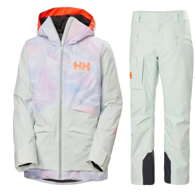 Helly Hansen Powchaser 2.0/Powderqueen, skisæt, dame, lysegrøn/lyselilla