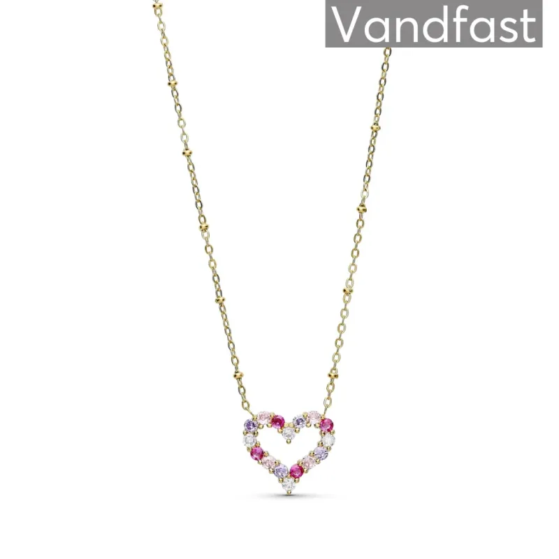 ANNEBRAUNER Big Heart Rose/Violet Halskæde 18K Guldbelagt