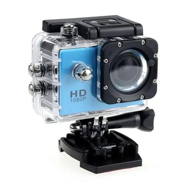 Vandtæt Actionkamera 1080P  -  Undervandskamera med 2" LCD & Tilbehør  -  Blå