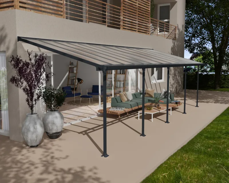 Palram Canopia - Terrasseoverdækning Feria 3x3,05m Antracitgrå 26,9 m2