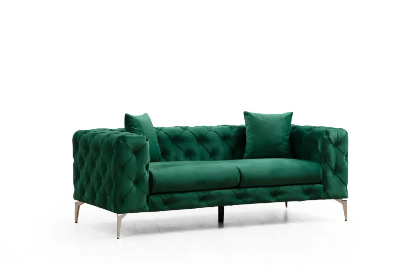 NORDVÄRK Como 2 pers. sofa - grøn polyester og krom metal