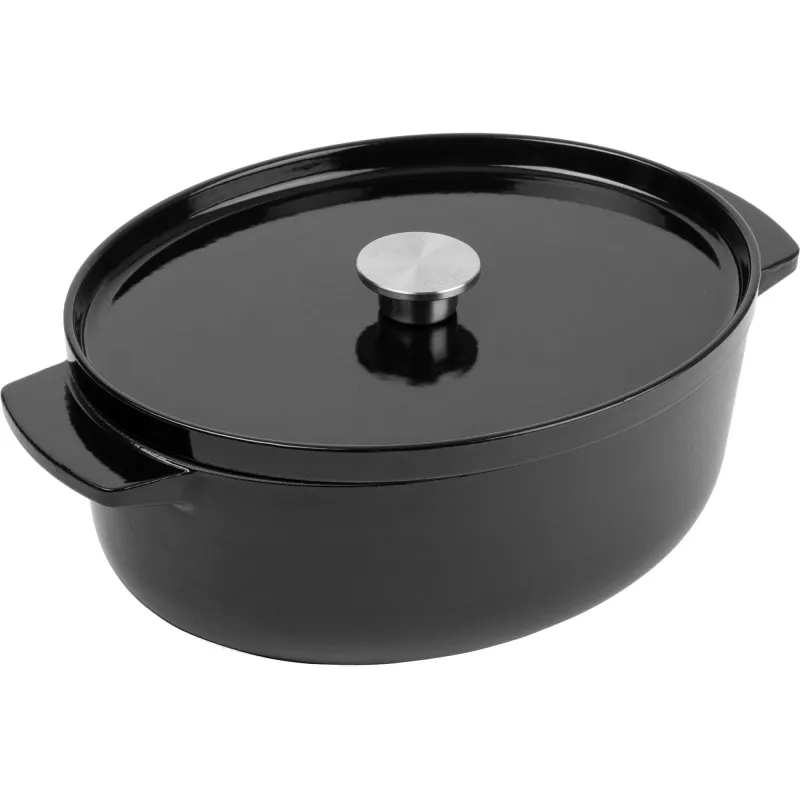 Kitchenaid Støbejernsgryde oval 30 cm, 5,6 liter, onyx black