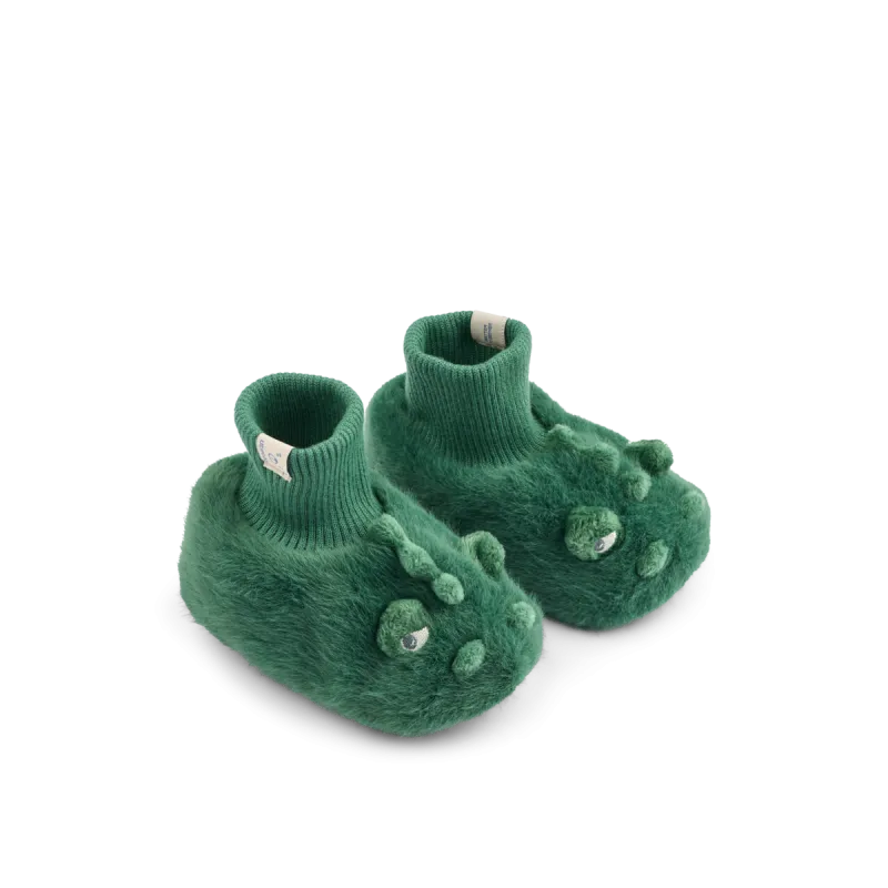 Liewood Beth Crocodile Plush Slippers - Garden green - 16/17