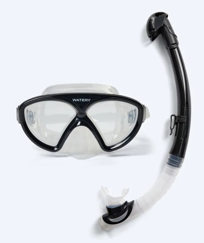 Watery Combo snorkelsæt til junior (8-15) - Ohio - Sort - Snorkelsæt til børn (4-16 år)
