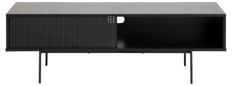 ACT NORDIC Angus TV-bord, m. 1 skydelåge - sort ask melamin og sort metal (140x40)