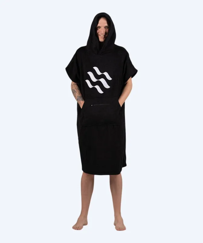 Watery badeponcho til voksne - Bomuld - Sort