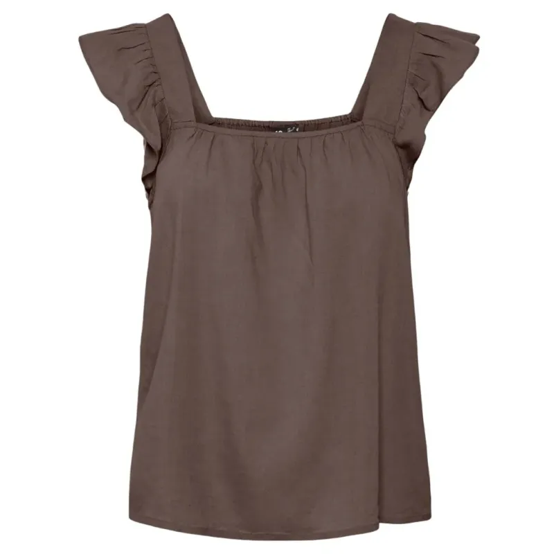PIECES dame top PCPIA - Coffee Quartz