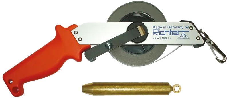 Richter tankbåndmål mm/inch rustfri m/lod 15 mtr