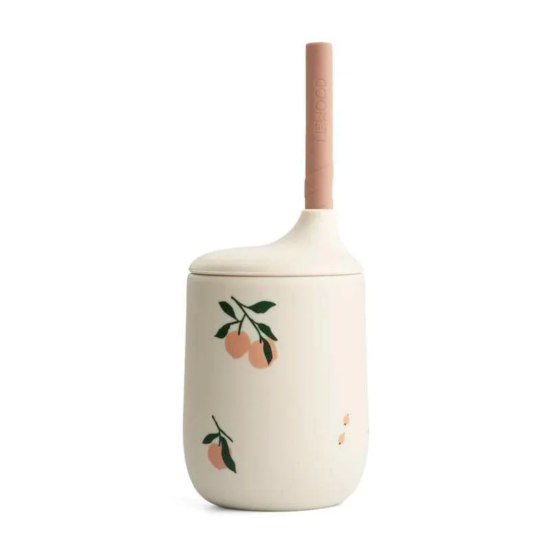 Liewood Ellis Tudkop m. Låg og Sugerør - Silikone - Peach/Sea Shell Mix
