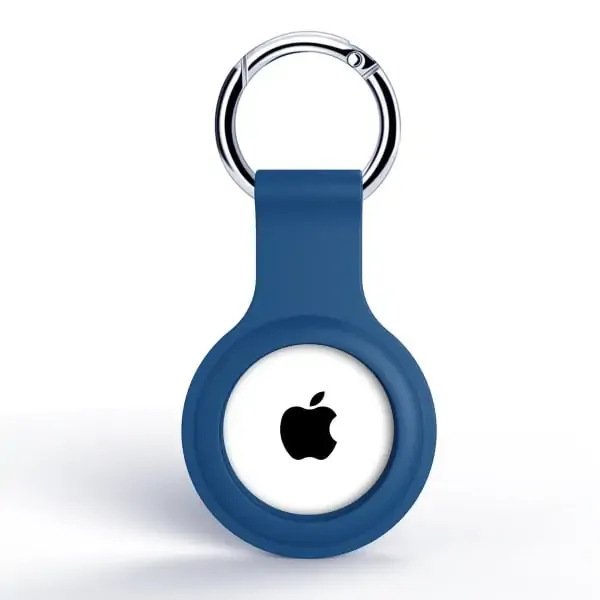 Apple AirTag nøglering i blød og holdbar silikone. Mørkeblå.