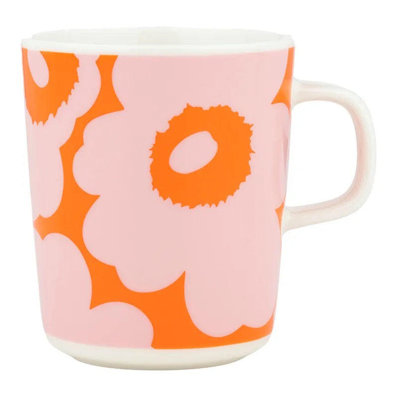 Marimekko Unikko krus 2,5 dl, hvid/lyserød/orange