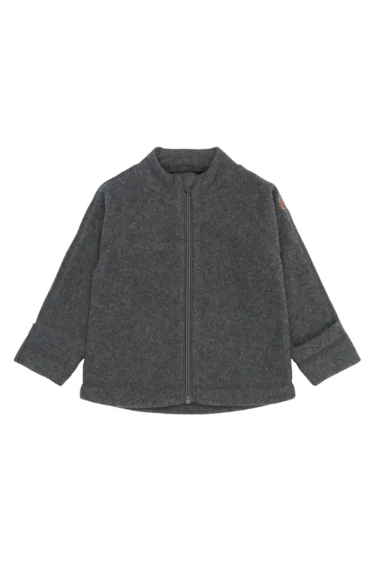 Bomuld Fleece Jakke - Anthracite Melange - 116