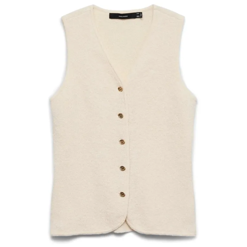 VERO MODA dame vest VMSILVIA - Birch W. GOLD BUTTONS