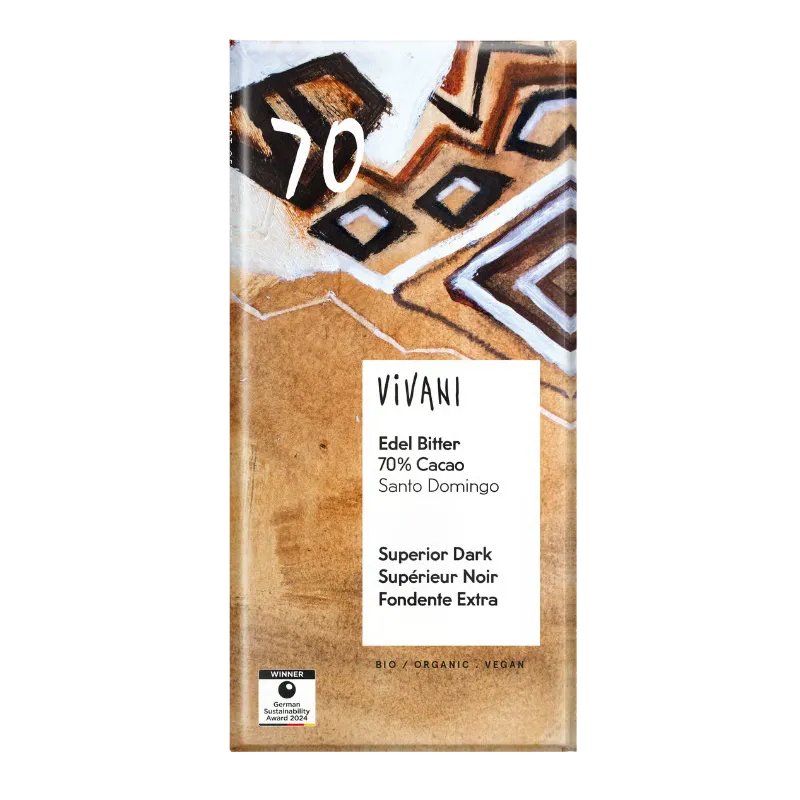 Vivani Ædelbitter Santo Domingo 70% Kakao Ø (80 g)