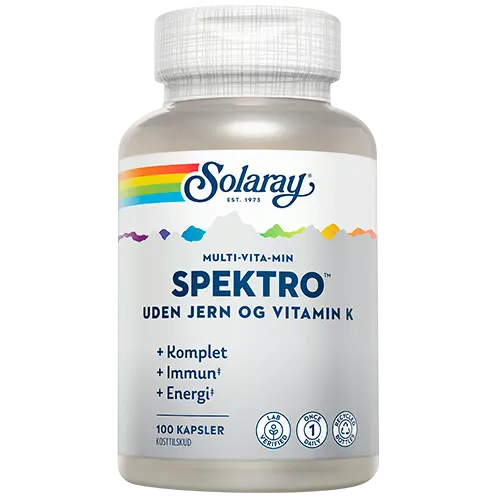 Solaray Multivitamin Spektro Uden Jern & Vitamin K (100 kaps)