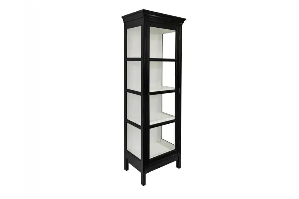 Endelave Vitrineskab - 165x57x36 cm Sort/Hvid