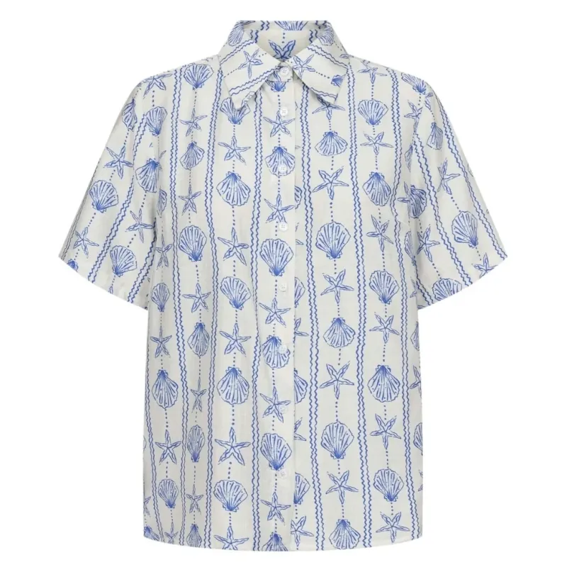 LIBERTÉ dame skjorte MIE - CREME BLUE MUSSEL