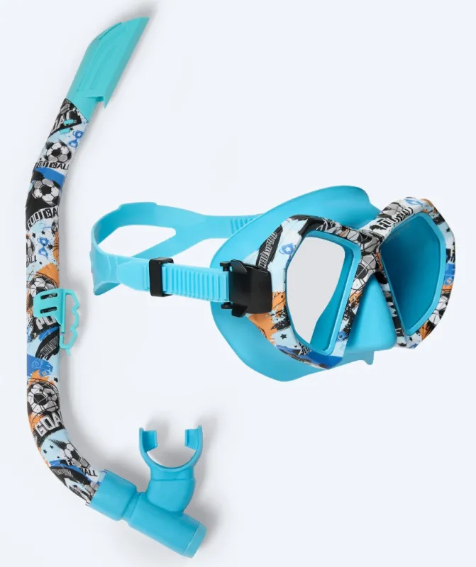 Watery Combo snorkelsæt til junior (8-15) - Riku Camo - Blå - Snorkelsæt til børn (4-16 år)