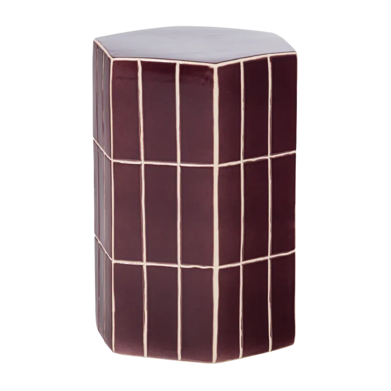 WOOOD Plus sidebord, heksagon - lilla keramik (42x30x26)