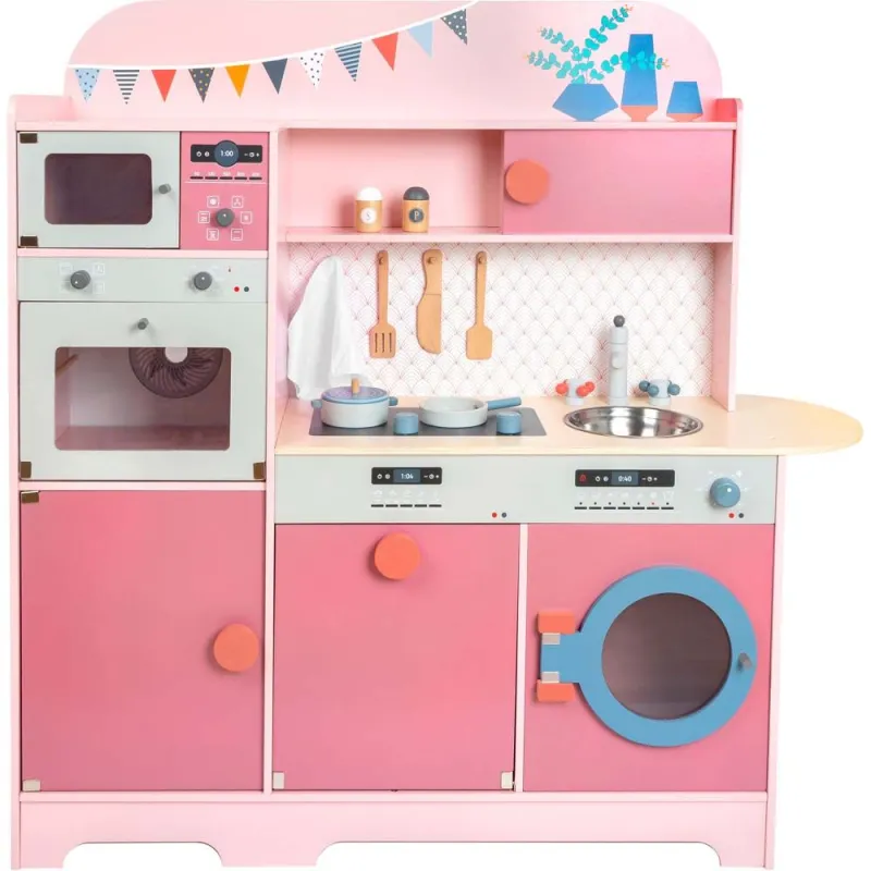 Retro Træ Legekøkken i Pink