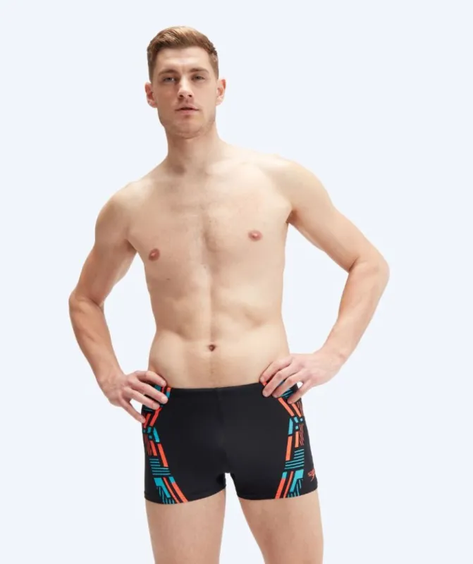 Speedo aquashorts til mænd - Tech Print - Sort/orange