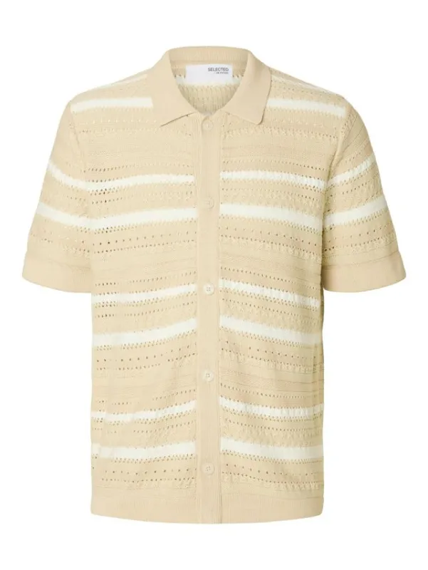 SLHPALO SS KNIT CROCHET POLO CARDIG