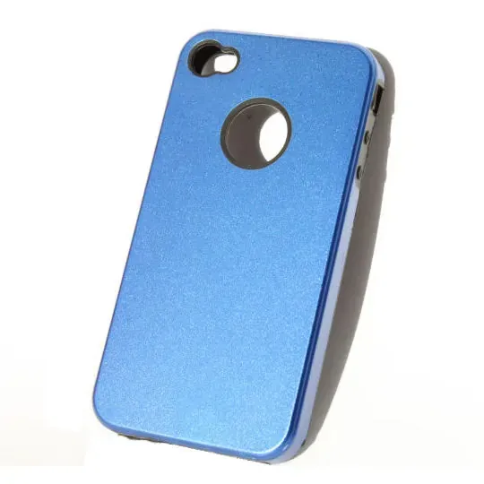 iPhone 4 alu cover m silikone indmad. Blå.