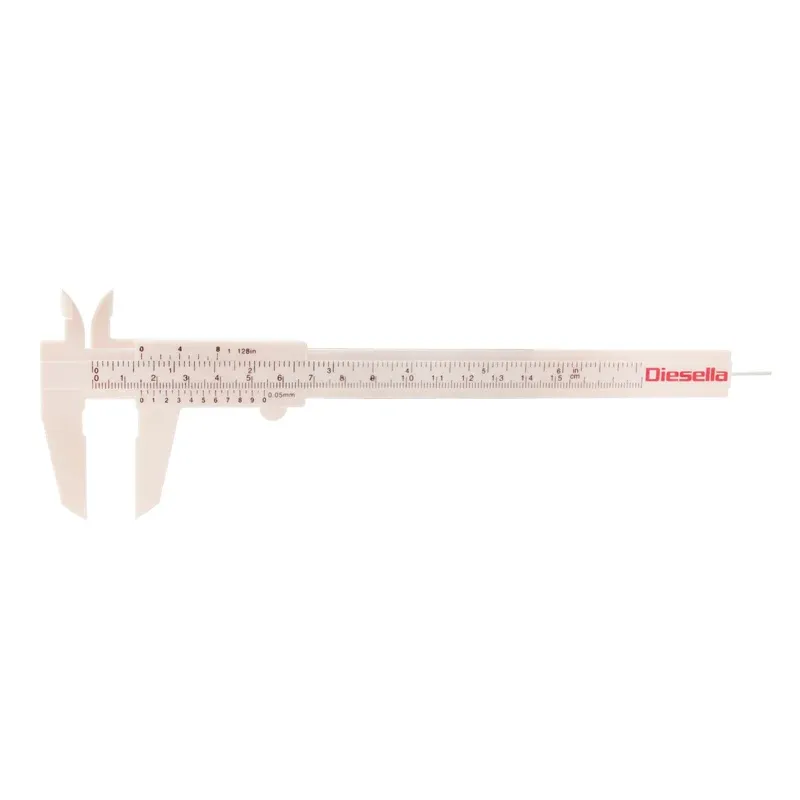 Plastik skydelære 0-150x0,05 mm med 40 mm kæber