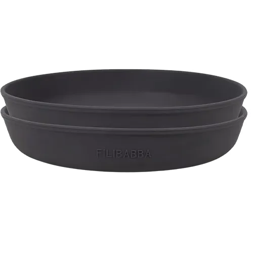 Filibabba Silikone Tallerken Stone Grey (2 stk)