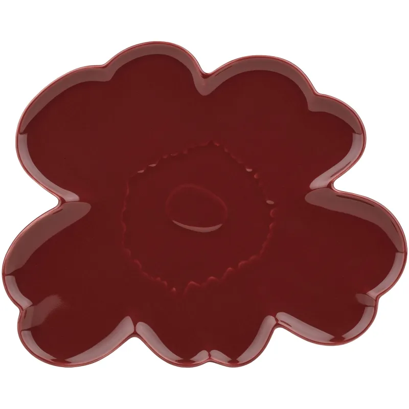 Marimekko Unikko Shape Tallerken/Serveringsfad 32 cm, vinrød