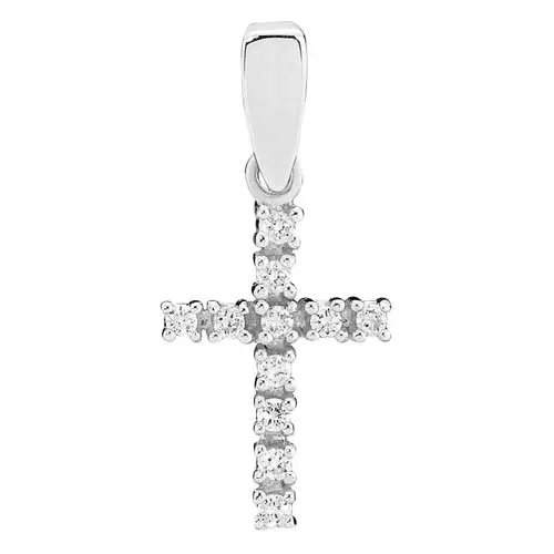 Vedhæng i 14 kt. Hvidguld med Diamanter 0,11 ct - 13 x 9 mm