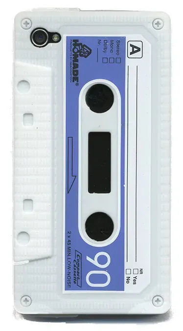 iPhone 4 / 4S Retro Cover. Silikone kassettebånd. Hvid.