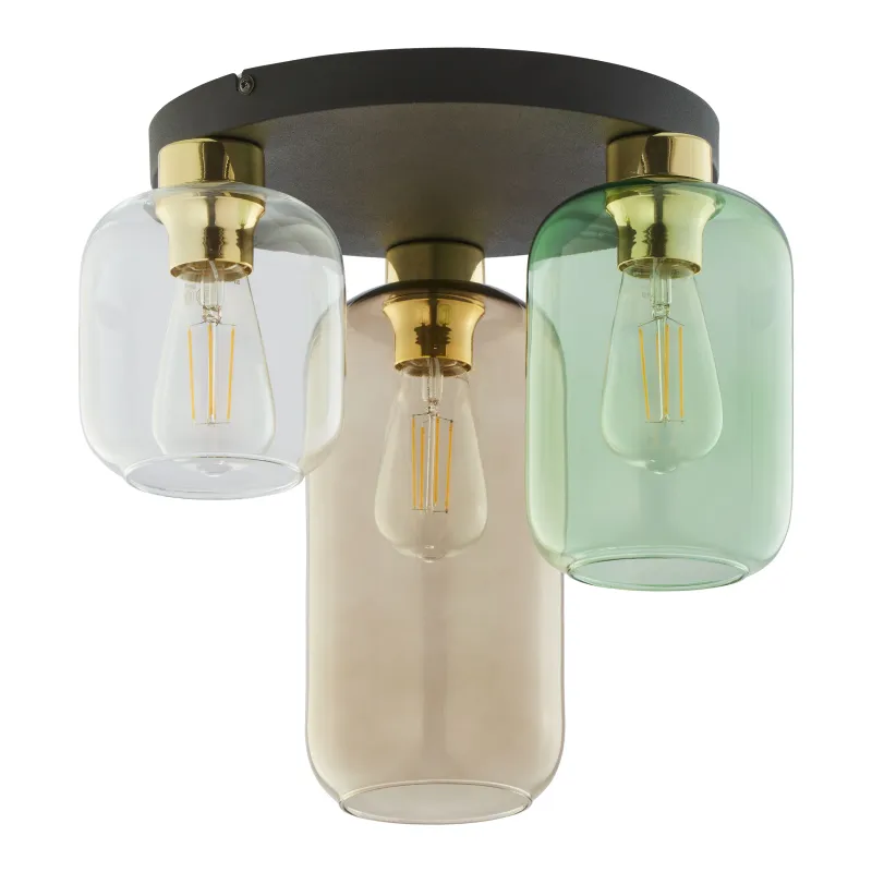 TK Marco loftlampe, m. 3 skærme - multifarvet glas