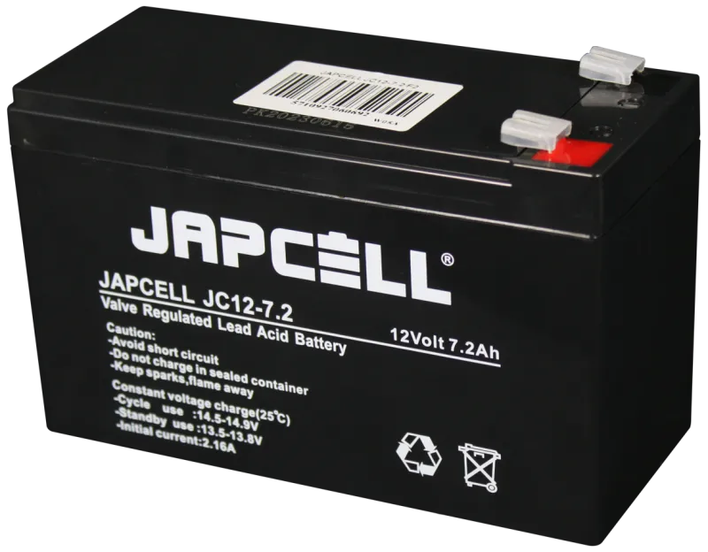 Japcell blybatteri JC12-7.2 F2 AGM, 12V/7,2Ah