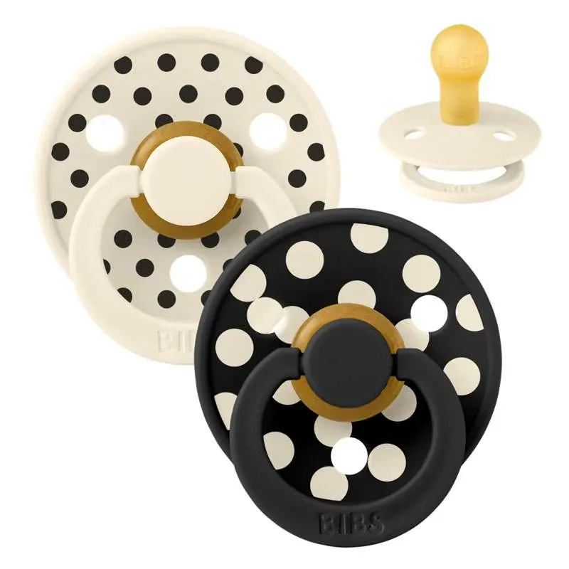 BIBS Rund Colour Sut - 2-Pak - Str. 1 - Naturgummi - Polka Studio - Ivory/Black
