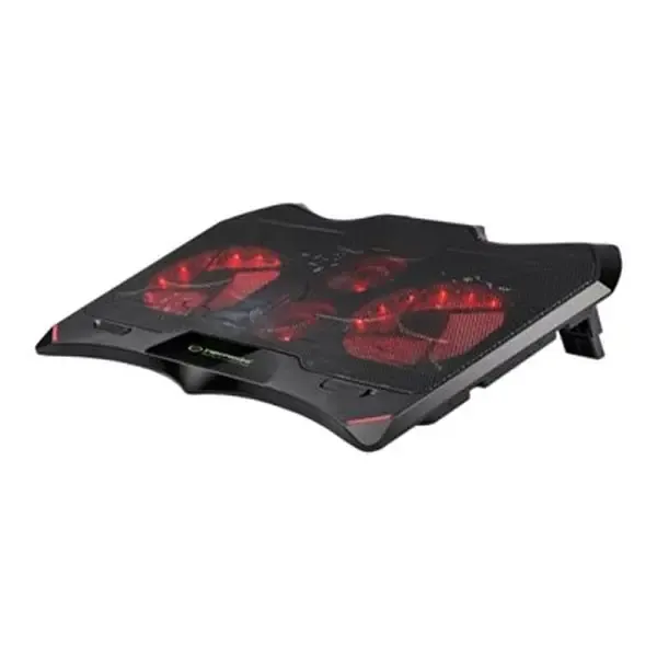 Esperanza BURAN PC Laptop Cooler med sejt RGB lys. 4 blæsere og højdejustering. Rød.